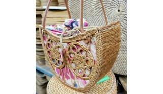 handmade fashion ata grass rattan handwoven balinese fan design